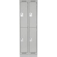 Clean Line Lockers, 2 -tier, Bank of 2, 24" x 18" x 76", Steel, Grey, Rivet (Assembled) Auto-Cam