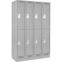 Clean Line Lockers, 2 -tier, Bank of 4, 48" x 18" x 76", Steel, Grey, Rivet (Assembled) Auto-Cam