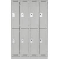 Clean Line Lockers, 2 -tier, Bank of 4, 48" x 18" x 76", Steel, Grey, Rivet (Assembled) Auto-Cam