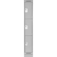 Clean Line Lockers, 3 -tier, 12" x 18" x 76", Steel, Grey, Rivet (Assembled) Auto-Cam