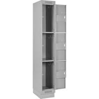 Clean Line Lockers, 3 -tier, Bank of 4, 48" x 18" x 76", Steel, Grey, Rivet (Assembled) Auto-Cam