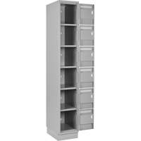 Clean Line Lockerette, 6 -tier, Bank of 4, 48" x 18" x 76", Steel, Grey, Rivet (Assembled) Auto-Cam
