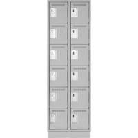 Clean Line Lockerette, 6 -tier, Bank of 2, 24" x 18" x 76", Steel, Grey, Rivet (Assembled) Auto-Cam