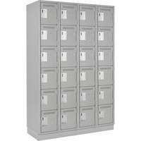 Clean Line Lockerette, 6 -tier, Bank of 4, 48" x 18" x 76", Steel, Grey, Rivet (Assembled) Auto-Cam