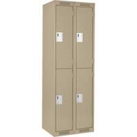 Clean Line Lockers, 2 -tier, Bank of 2, 24" x 18" x 72", Steel, Beige, Rivet (Assembled) Auto-Cam