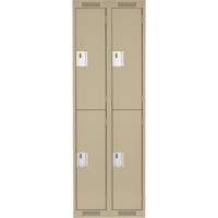 Clean Line Lockers, 2 -tier, Bank of 2, 24" x 18" x 72", Steel, Beige, Rivet (Assembled) Auto-Cam