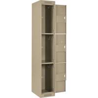 Clean Line Lockers, 3 -tier, Bank of 4, 48" x 18" x 72", Steel, Beige, Rivet (Assembled) Auto-Cam