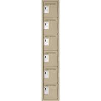Clean Line Lockerette, 6 -tier, 12" x 18" x 72", Steel, Beige, Rivet (Assembled) Auto-Cam