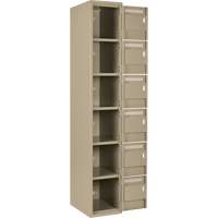 Clean Line Lockerette, 6 -tier, Bank of 4, 48" x 18" x 72", Steel, Beige, Rivet (Assembled) Auto-Cam