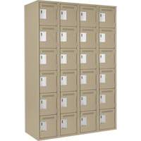 Clean Line Lockerette, 6 -tier, Bank of 4, 48" x 18" x 72", Steel, Beige, Rivet (Assembled) Auto-Cam