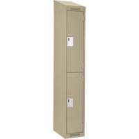 Clean Line Lockers, 2 -tier, 12" x 18" x 78", Steel, Beige, Rivet (Assembled) Auto-Cam