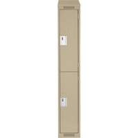 Clean Line Lockers, 2 -tier, 12" x 18" x 78", Steel, Beige, Rivet (Assembled) Auto-Cam