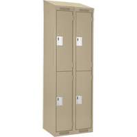 Clean Line Lockers, 2 -tier, Bank of 2, 24" x 18" x 78", Steel, Beige, Rivet (Assembled) Auto-Cam