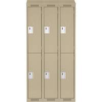 Clean Line Lockers, 2 -tier, Bank of 3, 36" x 18" x 78", Steel, Beige, Rivet (Assembled) Auto-Cam