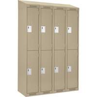 Clean Line Lockers, 2 -tier, Bank of 4, 48" x 18" x 78", Steel, Beige, Rivet (Assembled) Auto-Cam