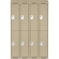 Clean Line Lockers, 2 -tier, Bank of 4, 48" x 18" x 78", Steel, Beige, Rivet (Assembled) Auto-Cam
