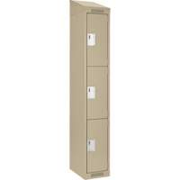 Clean Line Lockers, 3 -tier, 12" x 18" x 78", Steel, Beige, Rivet (Assembled) Auto-Cam