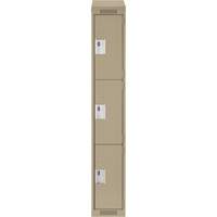 Clean Line Lockers, 3 -tier, 12" x 18" x 78", Steel, Beige, Rivet (Assembled) Auto-Cam