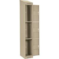 Clean Line Lockers, 3 -tier, Bank of 4, 48" x 18" x 78", Steel, Beige, Rivet (Assembled) Auto-Cam