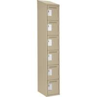 Clean Line Lockerette, 6 -tier, 12" x 18" x 78", Steel, Beige, Rivet (Assembled) Auto-Cam