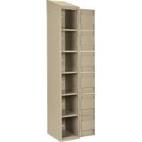 Petits casiers Clean Line, 6 niveaux, Bloc de 4, 48" x 18" x 78", Acier, Beige, Rivet (assembl&eacute;) Auto-Cam