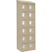 Clean Line Lockerette, 6 -tier, Bank of 2, 24" x 18" x 78", Steel, Beige, Rivet (Assembled) Auto-Cam