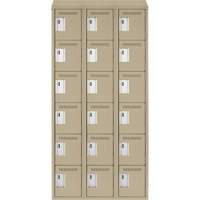 Clean Line Lockerette, 6 -tier, Bank of 3, 36" x 18" x 78", Steel, Beige, Rivet (Assembled) Auto-Cam