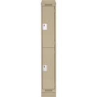 Clean Line Lockers, 2 -tier, 12" x 18" x 82", Steel, Beige, Rivet (Assembled) Auto-Cam