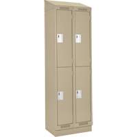 Clean Line Lockers, 2 -tier, Bank of 2, 24" x 18" x 82", Steel, Beige, Rivet (Assembled) Auto-Cam