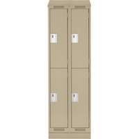 Clean Line Lockers, 2 -tier, Bank of 2, 24" x 18" x 82", Steel, Beige, Rivet (Assembled) Auto-Cam