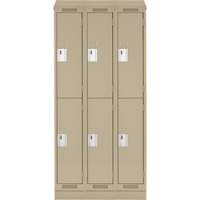 Clean Line Lockers, 2 -tier, Bank of 3, 36" x 18" x 82", Steel, Beige, Rivet (Assembled) Auto-Cam