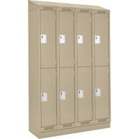 Clean Line Lockers, 2 -tier, Bank of 4, 48" x 18" x 82", Steel, Beige, Rivet (Assembled) Auto-Cam