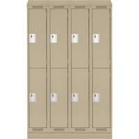 Clean Line Lockers, 2 -tier, Bank of 4, 48" x 18" x 82", Steel, Beige, Rivet (Assembled) Auto-Cam