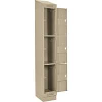 Clean Line Lockers, 3 -tier, Bank of 4, 48" x 18" x 82", Steel, Beige, Rivet (Assembled) Auto-Cam