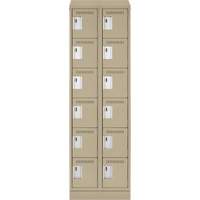 Clean Line Lockerette , 6 -tier, Bank of 2, 24" x 18" x 82", Steel, Beige, Rivet (Assembled) Auto-Cam