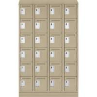 Clean Line Lockerette , 6 -tier, Bank of 4, 48" x 18" x 82", Steel, Beige, Rivet (Assembled) Auto-Cam