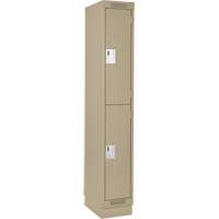 Clean Line Lockers, 2 -tier, 12" x 18" x 76", Steel, Beige, Rivet (Assembled) Auto-Cam