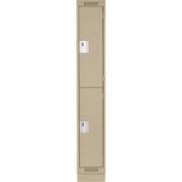 Clean Line Lockers, 2 -tier, 12" x 18" x 76", Steel, Beige, Rivet (Assembled) Auto-Cam
