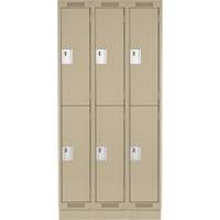 Clean Line Lockers, 2 -tier, Bank of 3, 36" x 18" x 76", Steel, Beige, Rivet (Assembled) Auto-Cam