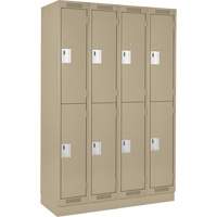 Clean Line Lockers, 2 -tier, Bank of 4, 48" x 18" x 76", Steel, Beige, Rivet (Assembled) Auto-Cam