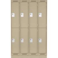Clean Line Lockers, 2 -tier, Bank of 4, 48" x 18" x 76", Steel, Beige, Rivet (Assembled) Auto-Cam