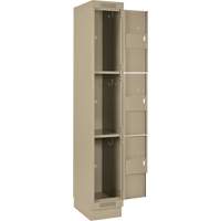 Clean Line Lockers, 3 -tier, Bank of 4, 48" x 18" x 76", Steel, Beige, Rivet (Assembled) Auto-Cam
