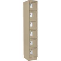 Clean Line Lockerette, 6 -tier, 12" x 18" x 76", Steel, Beige, Rivet (Assembled) Auto-Cam