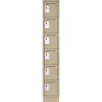 Clean Line Lockerette, 6 -tier, 12" x 18" x 76", Steel, Beige, Rivet (Assembled) Auto-Cam