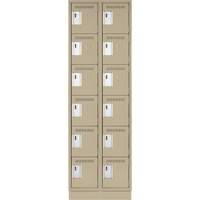 Clean Line Lockerette, 6 -tier, Bank of 2, 24" x 18" x 76", Steel, Beige, Rivet (Assembled) Auto-Cam