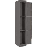 Clean Line Lockers, 3 -tier, Bank of 4, 48" x 18" x 72", Steel, Charcoal, Rivet (Assembled) Auto-Cam