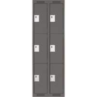 Clean Line Lockers, 3 -tier, Bank of 2, 24" x 18" x 72", Steel, Charcoal, Rivet (Assembled) Auto-Cam