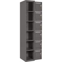 Clean Line Lockerette, 6 -tier, Bank of 4, 48" x 18" x 72", Steel, Charcoal, Rivet (Assembled) Auto-Cam