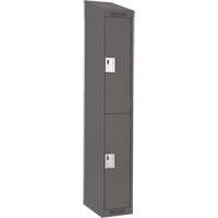 Clean Line Lockers, 2 -tier, 12" x 18" x 78", Steel, Charcoal, Rivet (Assembled) Auto-Cam