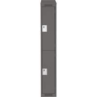 Clean Line Lockers, 2 -tier, 12" x 18" x 78", Steel, Charcoal, Rivet (Assembled) Auto-Cam